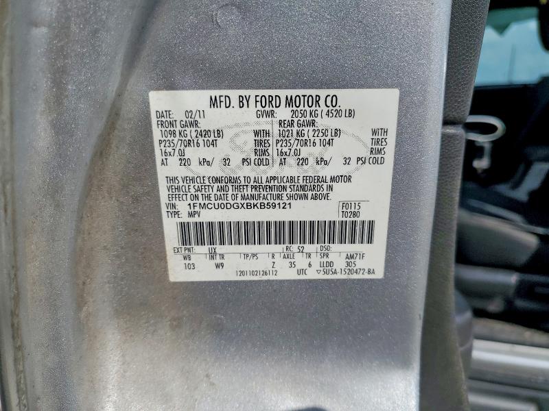 62123896 :رقم المزاد ، 1FMCU0DGXBKB59121 vin ، 2011 Ford Escape مزاد بيع