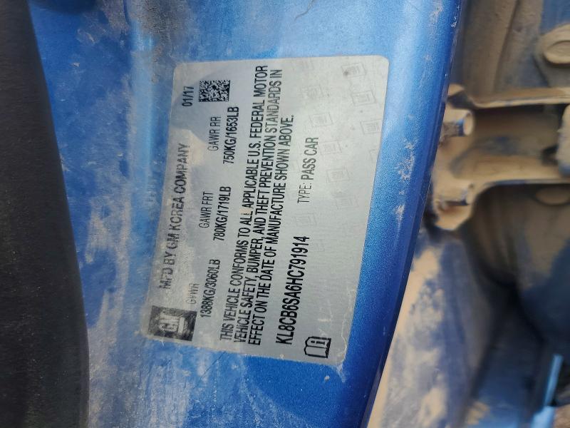 2017 Chevrolet Spark მანქანა იყიდება აუქციონზე, vin: KL8CB6SA6HC791914, აუქციონის ნომერი: 62845986
