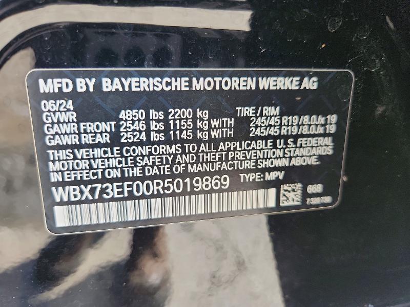 Aukcja sprzedaży 2024 Bmw X1, vin: WBX73EF00R5019869, numer aukcji: 61975066