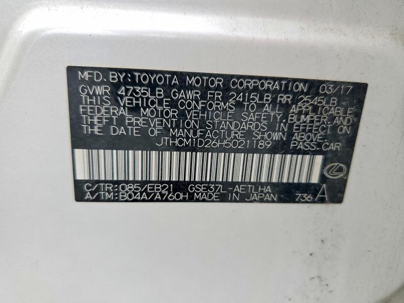 Aukcja sprzedaży 2017 Lexus Is, vin: JTHCM1D26H5021189, numer aukcji: 62413866