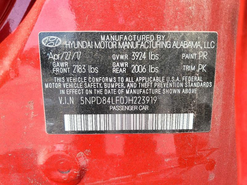 62718286 :رقم المزاد ، 5NPD84LF0JH223919 vin ، 2018 Hyundai Elantra مزاد بيع