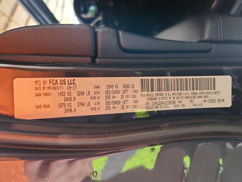 Продажа на аукционе авто 2018 Jeep Grand Cherokee, vin: 1C4RJEAG4JC185568, номер лота: 59644936