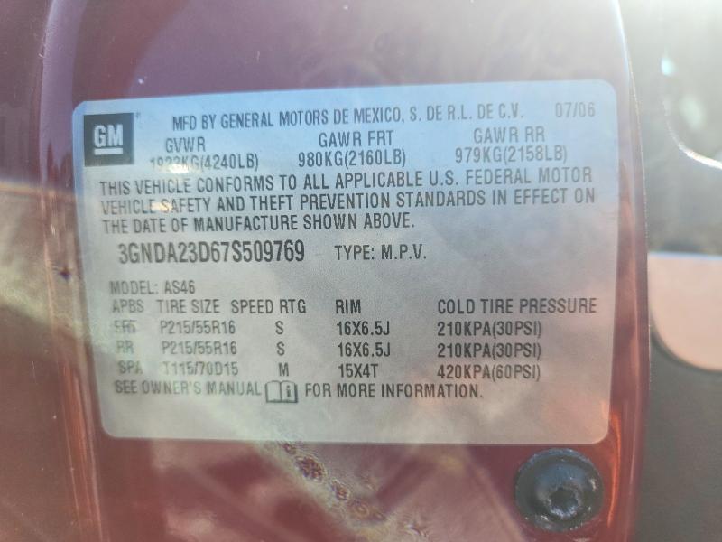 Aukcja sprzedaży 2007 Chevrolet Hhr, vin: 3GNDA23D67S509769, numer aukcji: 61058396