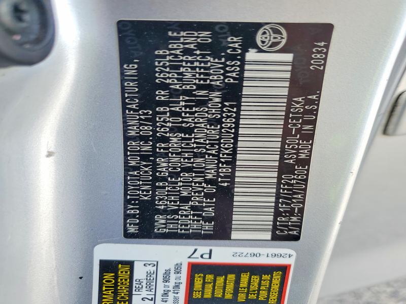 Auction sale of the 2013 Toyota Camry, vin: 4T1BF1FK6DU296321, lot number: 60935866