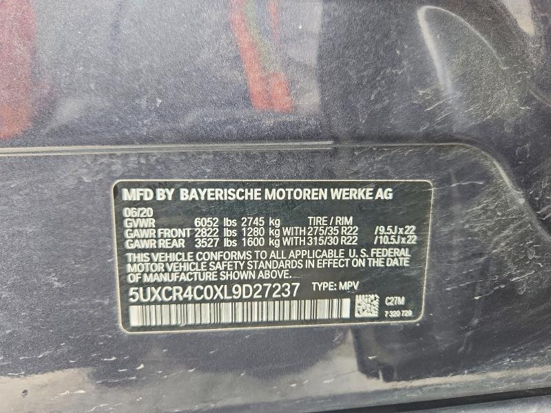 Aukcja sprzedaży 2020 Bmw X5, vin: 5UXCR4C0XL9D27237, numer aukcji: 61547996