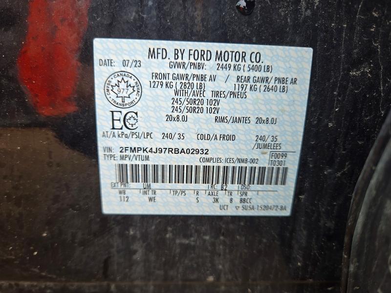 2024 Ford Edge მანქანა იყიდება აუქციონზე, vin: 2FMPK4J97RBA02932, აუქციონის ნომერი: 59060436