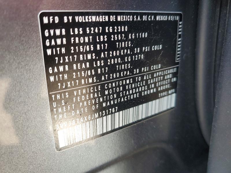 Aukcja sprzedaży 2018 Volkswagen Tiguan, vin: 3VV3B7AX6JM131767, numer aukcji: 60528416