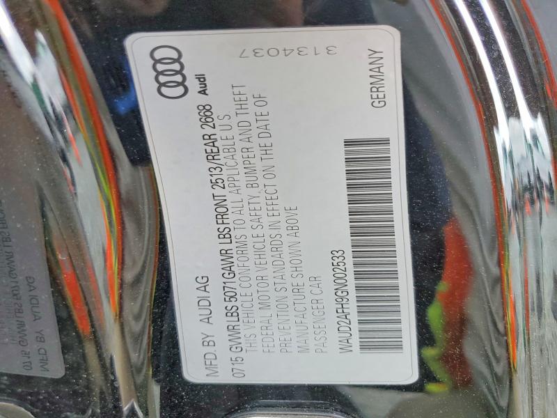 Продажа на аукционе авто 2016 Audi A5, vin: WAUD2AFH9GN002533, номер лота: 60597526