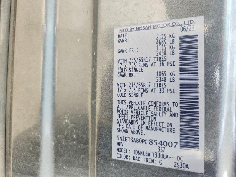 2023 Nissan Rogue მანქანა იყიდება აუქციონზე, vin: 5N1BT3AB0PC854007, აუქციონის ნომერი: 58700846