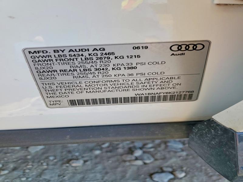 Aukcja sprzedaży 2019 Audi Q5, vin: WA1BNAFY6K2127768, numer aukcji: 59792266
