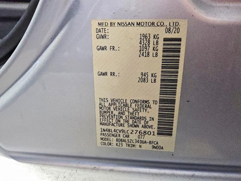 Продажа на аукционе авто 2020 Nissan Altima, vin: 1N4BL4CV9LC276801, номер лота: 60870076