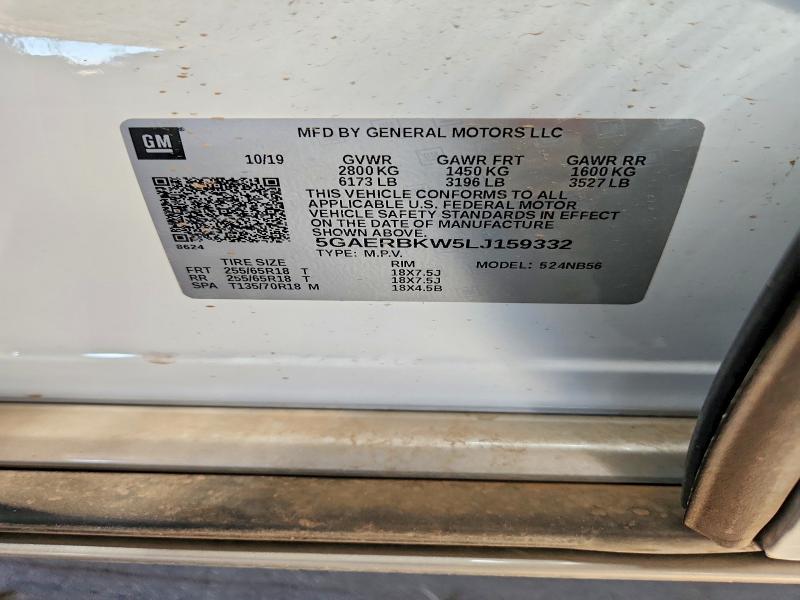 Продаж на аукціоні авто 2020 Buick Enclave, vin: 5GAERBKW5LJ159332, номер лоту: 59627926