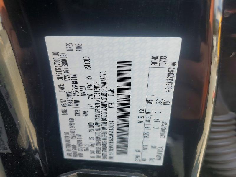 62725956 :رقم المزاد ، 1FTEW1EG5JFA13034 vin ، 2018 Ford F150 مزاد بيع