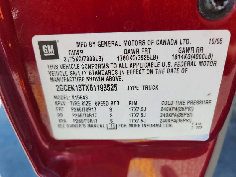 2006 Chevrolet Silverado მანქანა იყიდება აუქციონზე, vin: 2GCEK13TX61193525, აუქციონის ნომერი: 60163316