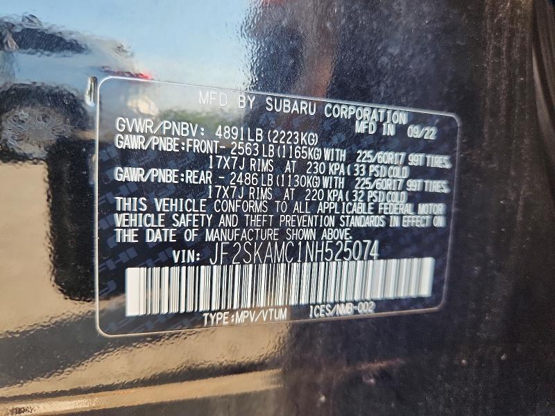 Продаж на аукціоні авто 2022 Subaru Forester, vin: JF2SKAMC1NH525074, номер лоту: 60630606