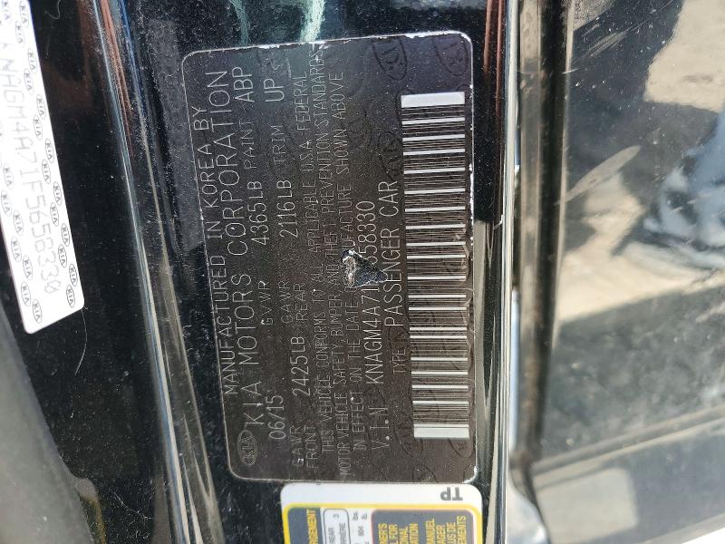 59603606 :رقم المزاد ، KNAGM4A71F5658330 vin ، 2015 Kia Optima مزاد بيع