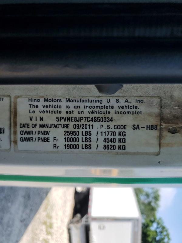Продажа на аукционе авто 2012 Hino 258/268, vin: 5PVNE8JP7C4S50334, номер лота: 61003476
