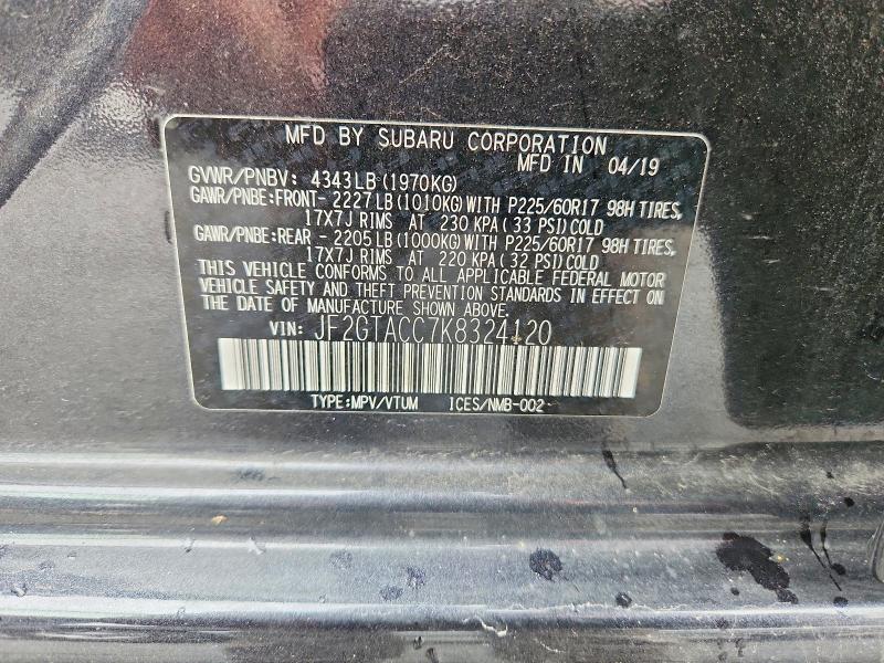 Продажа на аукционе авто 2019 Subaru Crosstrek, vin: JF2GTACC7K8324120, номер лота: 60783296