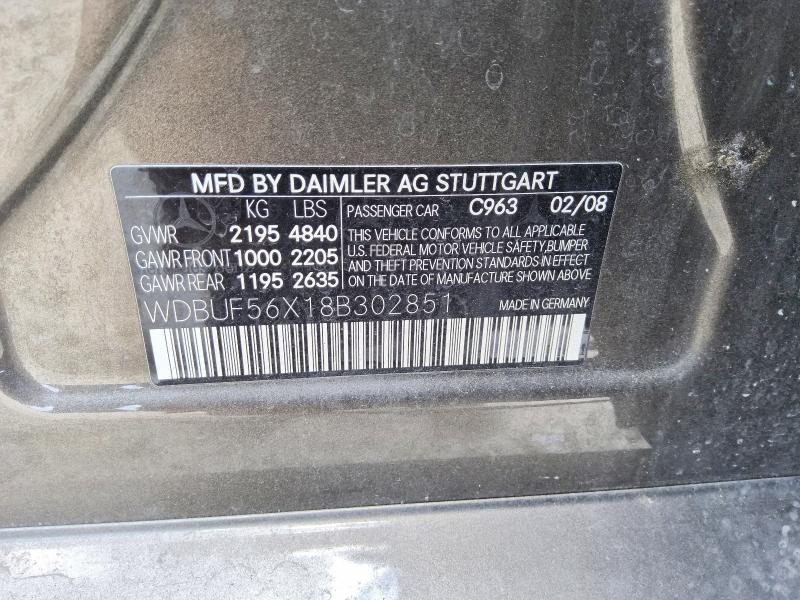 2008 Mercedes-benz E მანქანა იყიდება აუქციონზე, vin: WDBUF56X18B302851, აუქციონის ნომერი: 58803106