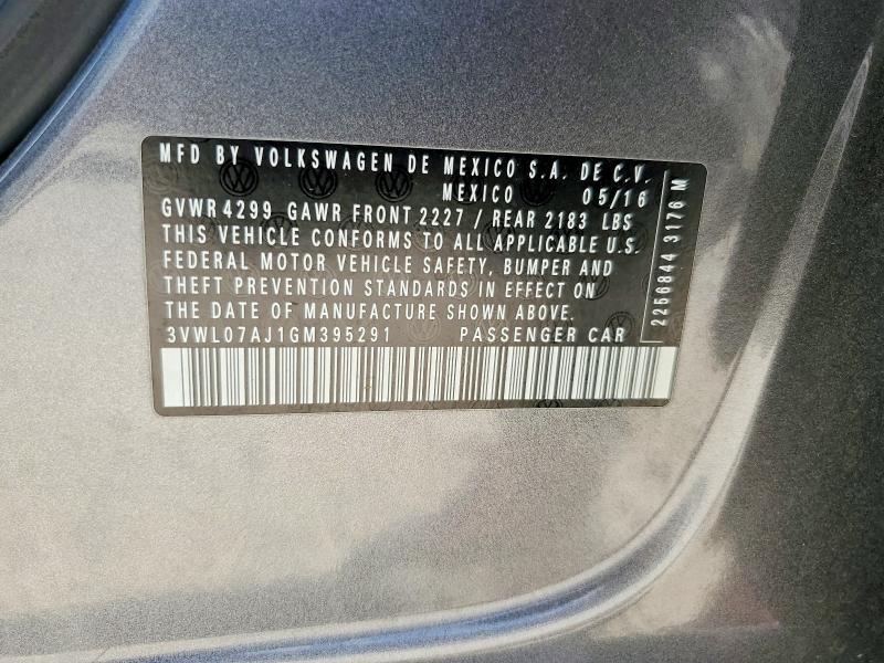 Продаж на аукціоні авто 2016 Volkswagen Jetta, vin: 3VWL07AJ1GM395291, номер лоту: 60153156