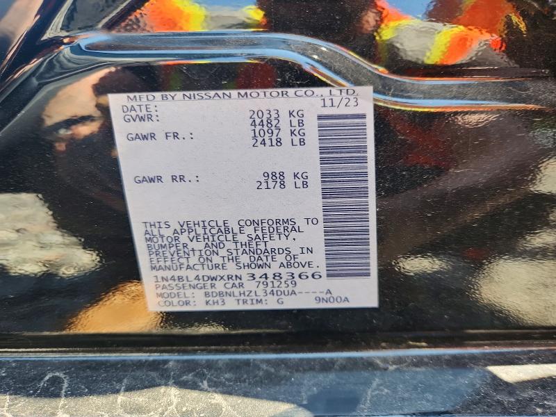 Aukcja sprzedaży 2024 Nissan Altima, vin: 1N4BL4DWXRN348366, numer aukcji: 62035376