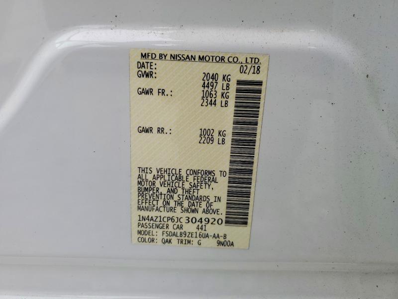 Aukcja sprzedaży 2018 Nissan Leaf, vin: 1N4AZ1CP6JC304920, numer aukcji: 61805856