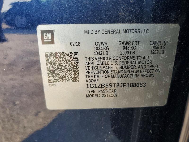 Aukcja sprzedaży 2018 Chevrolet Malibu, vin: 1G1ZB5ST2JF188663, numer aukcji: 63044826