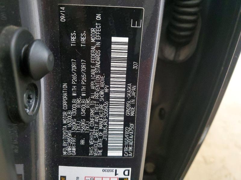 Auction sale of the 2015 Toyota 4runner, vin: JTEBU5JR3F5208436, lot number: 76295145
