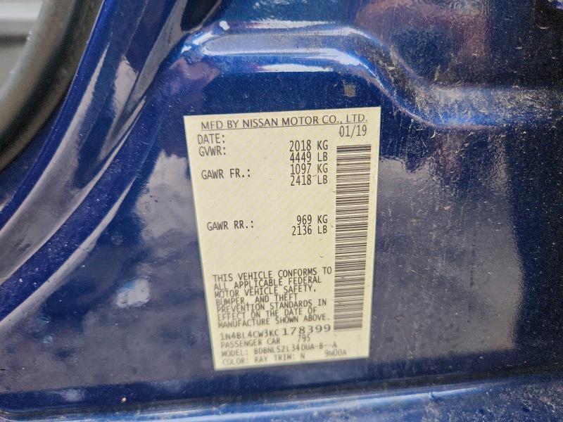 Aukcja sprzedaży 2019 Nissan Altima, vin: 1N4BL4CW3KC178399, numer aukcji: 60598856