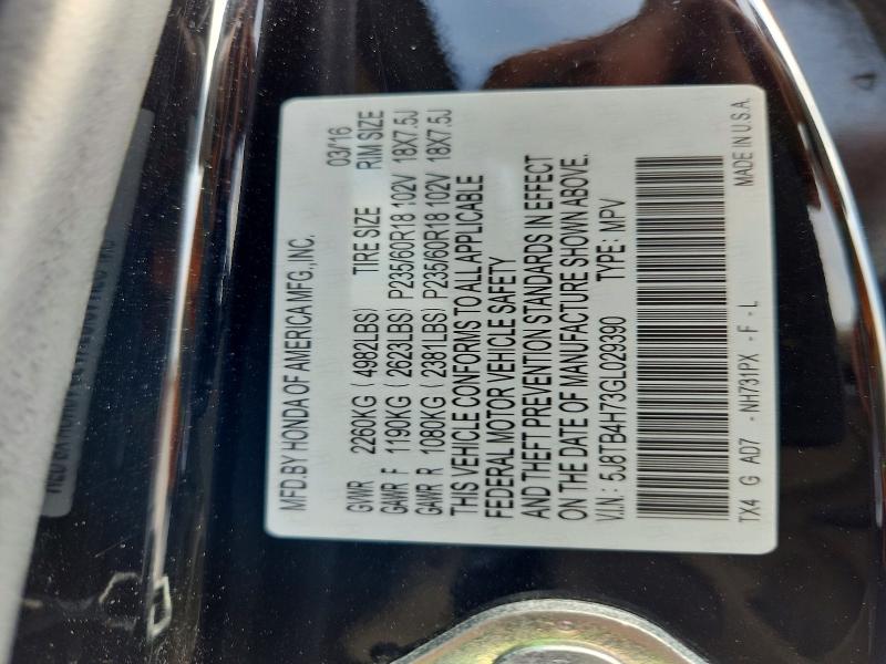 62696286 :رقم المزاد ، 5J8TB4H73GL029390 vin ، 2016 Acura Rdx مزاد بيع