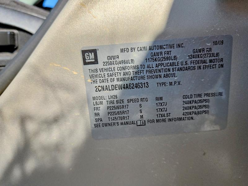 63528566 :رقم المزاد ، 2CNALDEW4A6246313 vin ، 2010 Chevrolet Equinox مزاد بيع