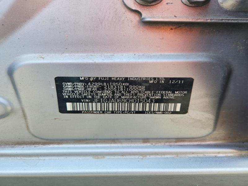 Aukcja sprzedaży 2012 Subaru Impreza, vin: JF1GJAD69CH015043, numer aukcji: 61490916