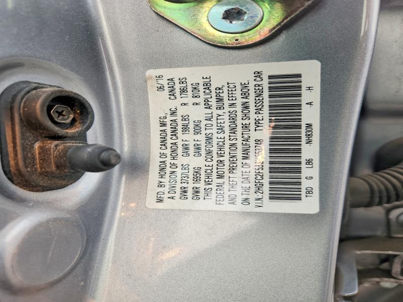 Продажа на аукционе авто 2016 Honda Civic, vin: 2HGFC2F53GH553748, номер лота: 60757866