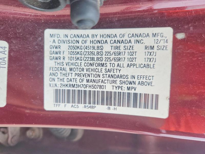 Aukcja sprzedaży 2015 Honda Cr-v, vin: 2HKRM3H70FH507801, numer aukcji: 62850546