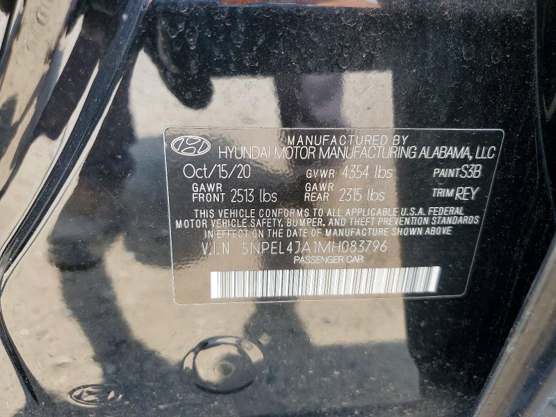 2021 Hyundai Sonata მანქანა იყიდება აუქციონზე, vin: 5NPEL4JA1MH083796, აუქციონის ნომერი: 59570746
