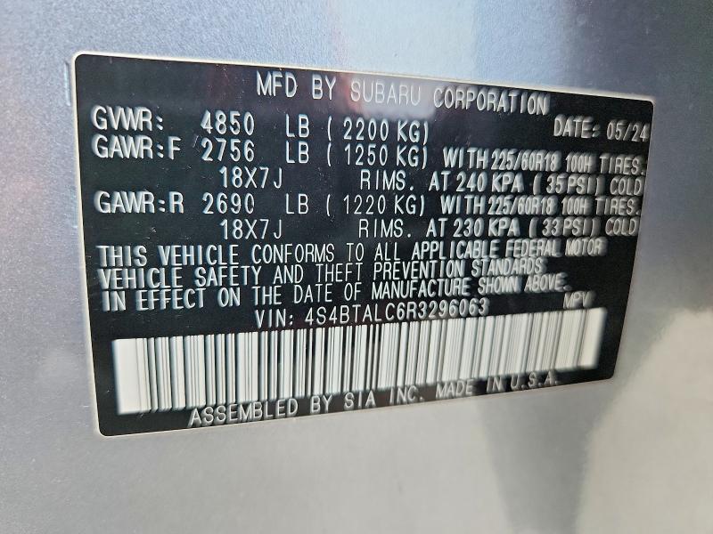 Продаж на аукціоні авто 2024 Subaru Outback, vin: 4S4BTALC6R3296063, номер лоту: 60267386