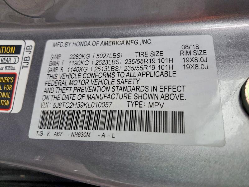 Продажа на аукционе авто 2019 Acura Rdx, vin: 5J8TC2H39KL010057, номер лота: 85982455