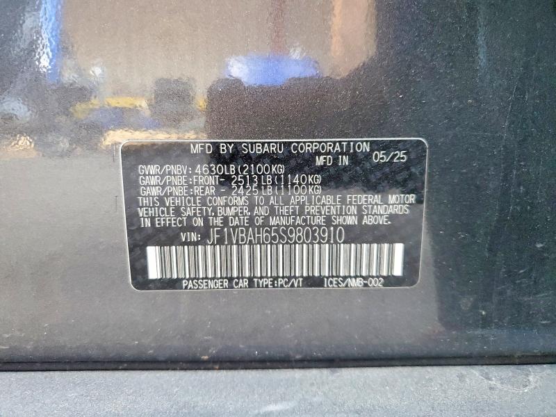 Продажа на аукционе авто 2025 Subaru Wrx, vin: JF1VBAH65S9803910, номер лота: 61731326