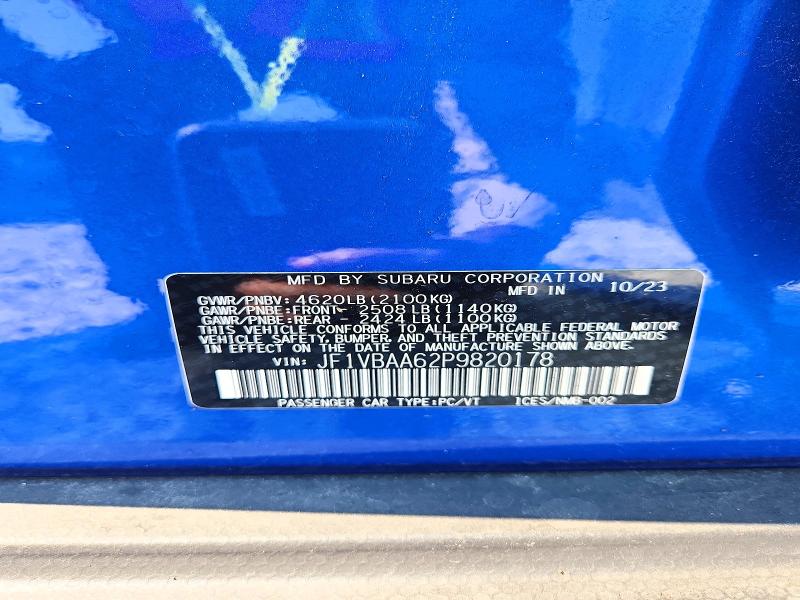 Продаж на аукціоні авто 2023 Subaru Wrx, vin: JF1VBAA62P9820178, номер лоту: 63334566
