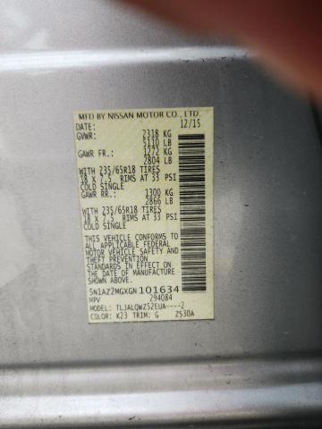 2016 Nissan Murano მანქანა იყიდება აუქციონზე, vin: 5N1AZ2MGXGN101634, აუქციონის ნომერი: 60947796
