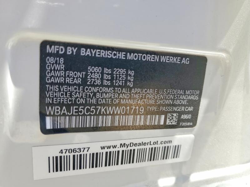 2019 Bmw 540 მანქანა იყიდება აუქციონზე, vin: WBAJE5C57KWW01719, აუქციონის ნომერი: 61347986