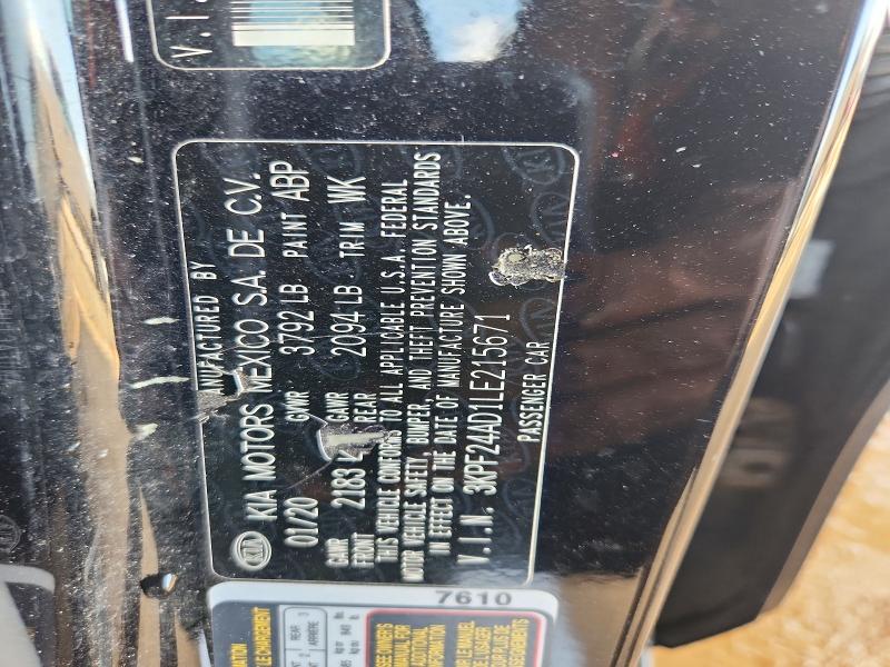 Продажа на аукционе авто 2020 Kia Forte, vin: 3KPF24AD1LE215671, номер лота: 58753916