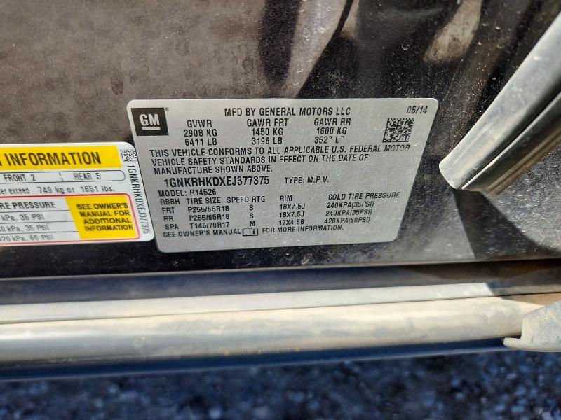 Aukcja sprzedaży 2014 Chevrolet Traverse, vin: 1GNKRHKDXEJ377375, numer aukcji: 60069136