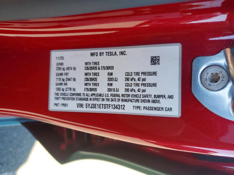 59725356 :رقم المزاد ، 5YJ3E1ET0TF134312 vin ، 2026 Tesla Model 3 مزاد بيع
