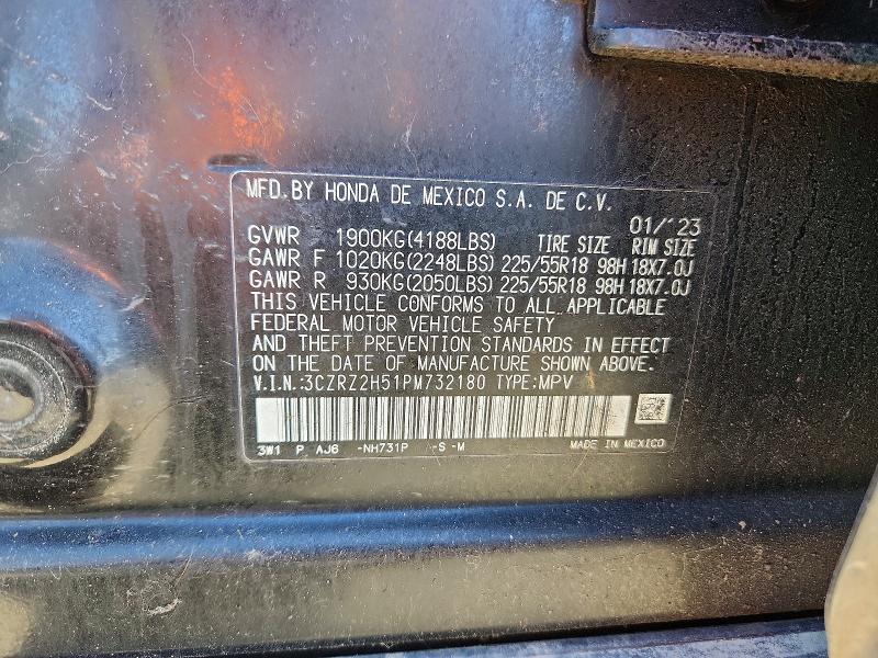 Aukcja sprzedaży 2023 Honda Hr-v, vin: 3CZRZ2H51PM732180, numer aukcji: 62311326