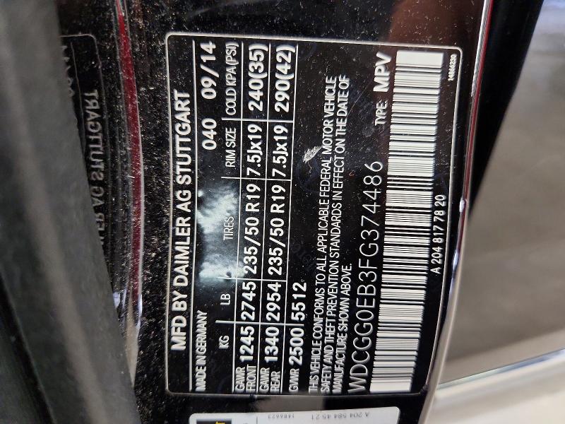 Продажа на аукционе авто 2015 Mercedes-benz Glk, vin: WDCGG0EB3FG374486, номер лота: 60989396