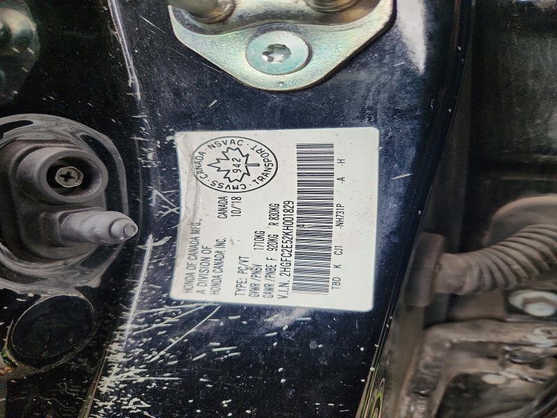 2019 Honda Civic მანქანა იყიდება აუქციონზე, vin: 2HGFC2E52KH001829, აუქციონის ნომერი: 62144736