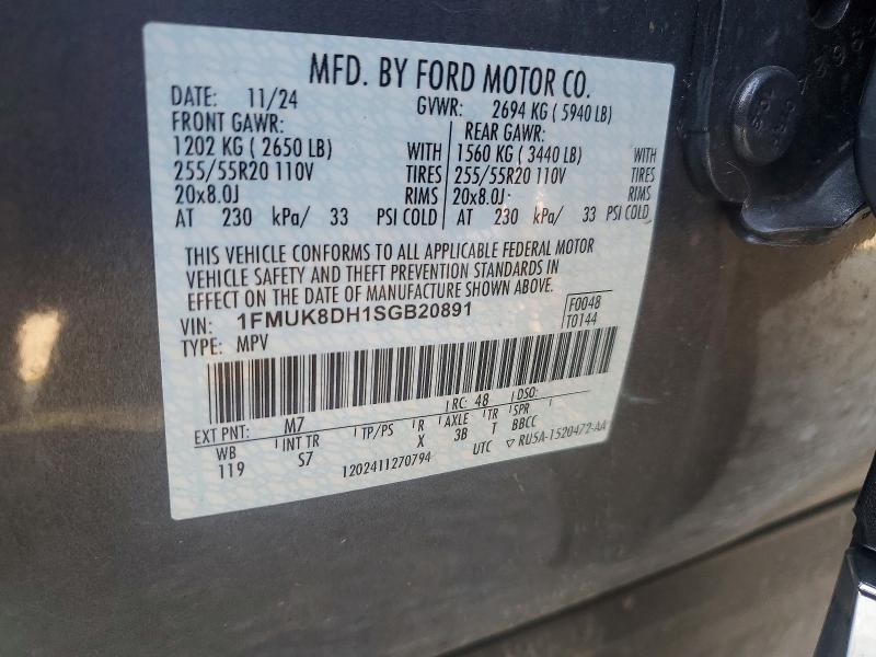 61535106 :رقم المزاد ، 1FMUK8DH1SGB20891 vin ، 2025 Ford Explorer مزاد بيع
