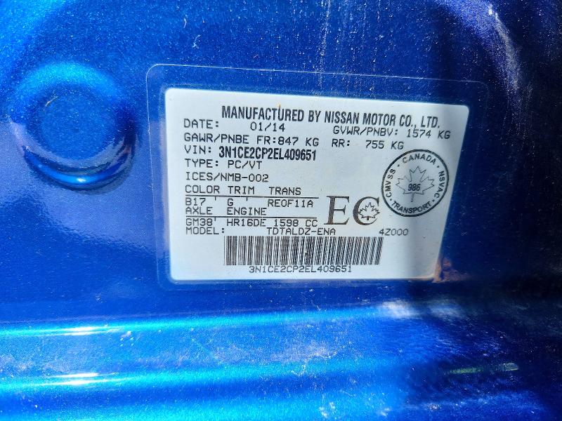 Продажа на аукционе авто 2014 Nissan Versa Note, vin: 3N1CE2CP2EL409651, номер лота: 62347256