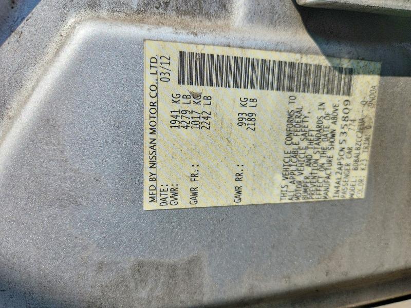 Aukcja sprzedaży 2012 Nissan Altima, vin: 1N4AL2AP5CN535809, numer aukcji: 62602646